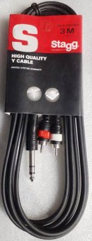 cablu audio Jack 6,35mm stereo - 2RCA tata-tata 3m HQ