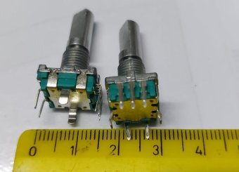 comutator/potentiometru digital ax 6mm tesitura filet plus contact prin apasare 3+2 pini pentru mixer audio