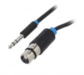 Cablu MICROFON Jack 6,5mm tata stereo- XLR mama 3pin  2m negru